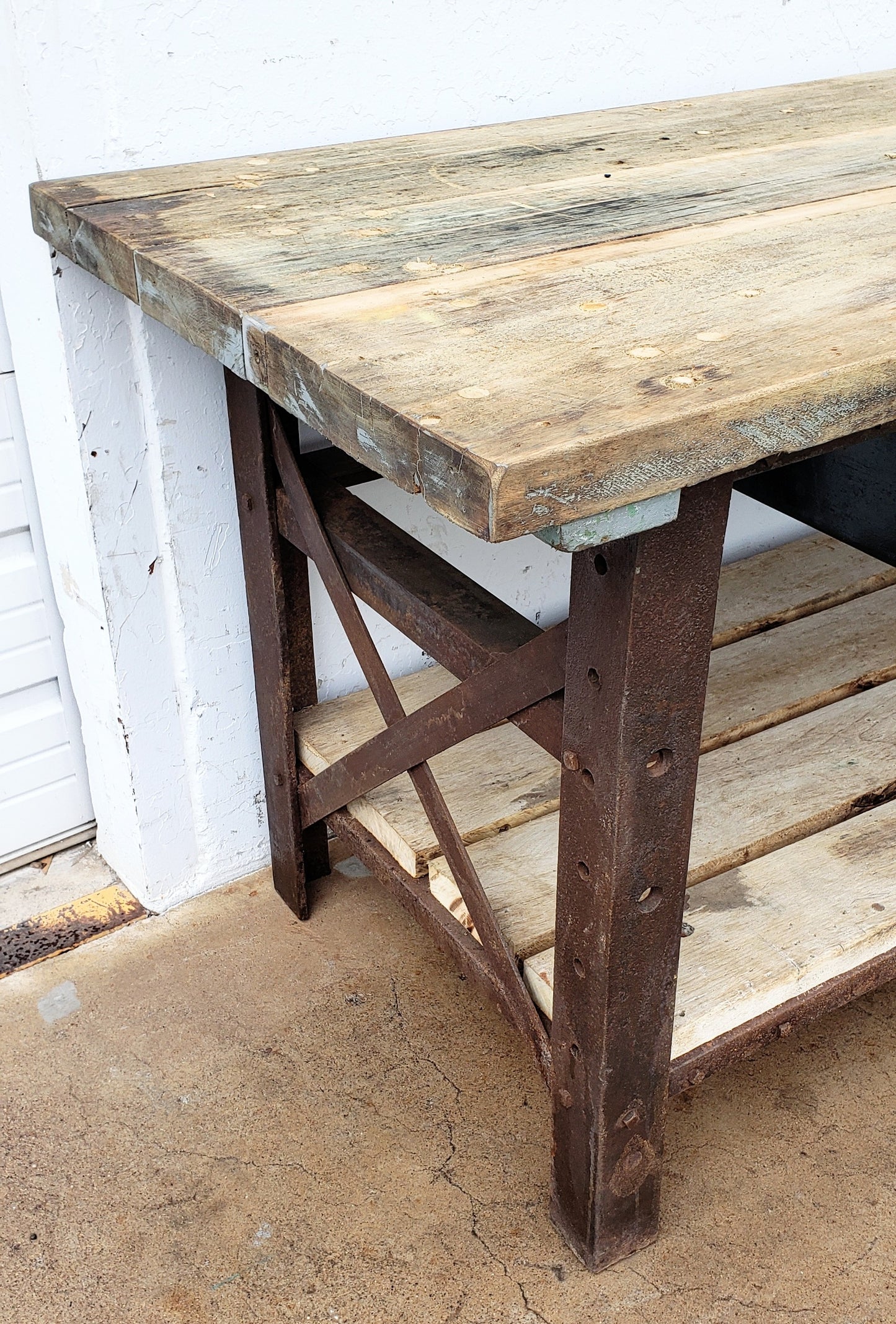 Industrial 1 Drawer X Base Island Work Table