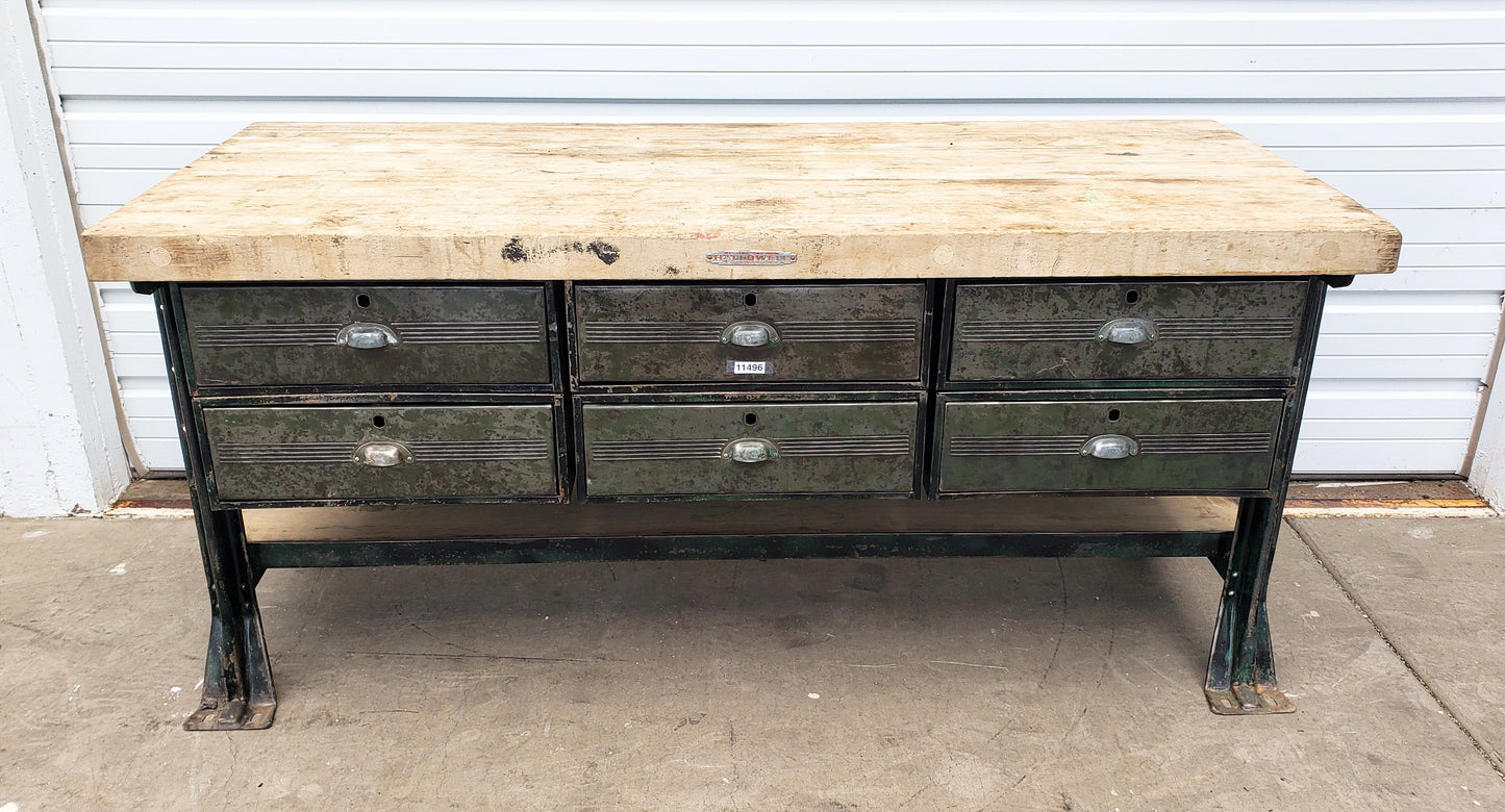 Industrial 6 Drawer Hallowell Island Work Table