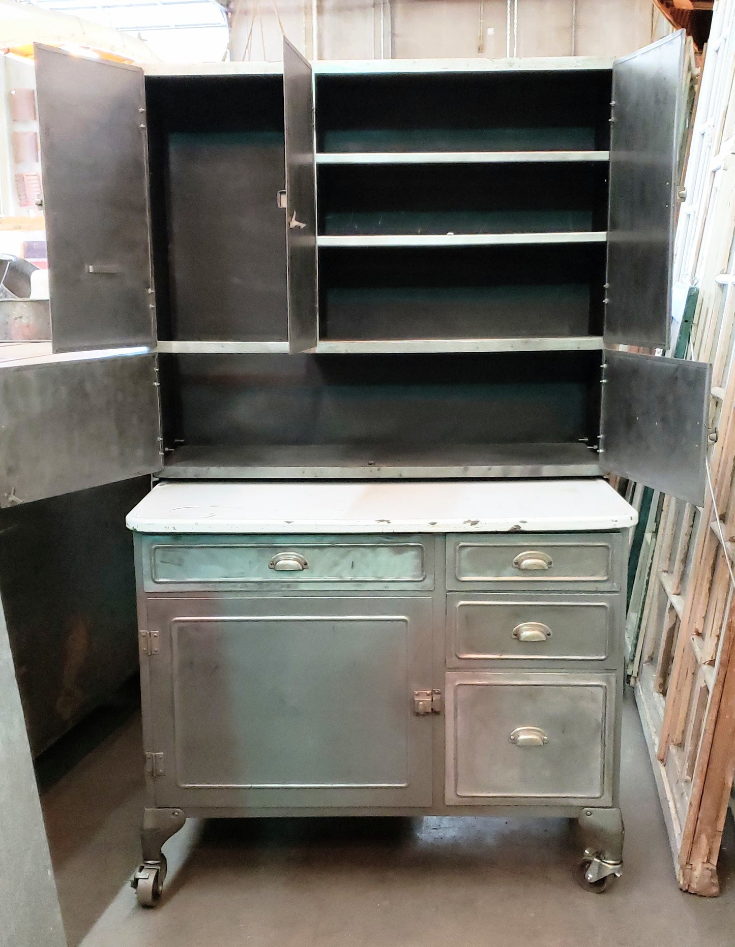 Stripped Metal Hoosier Cabinet – Antiquities Warehouse