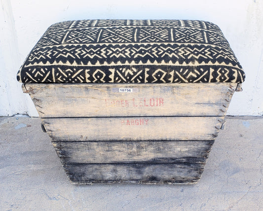 Brown African Print Champagne Crate Ottoman