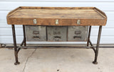 Industrial 3 Drawer Work Table