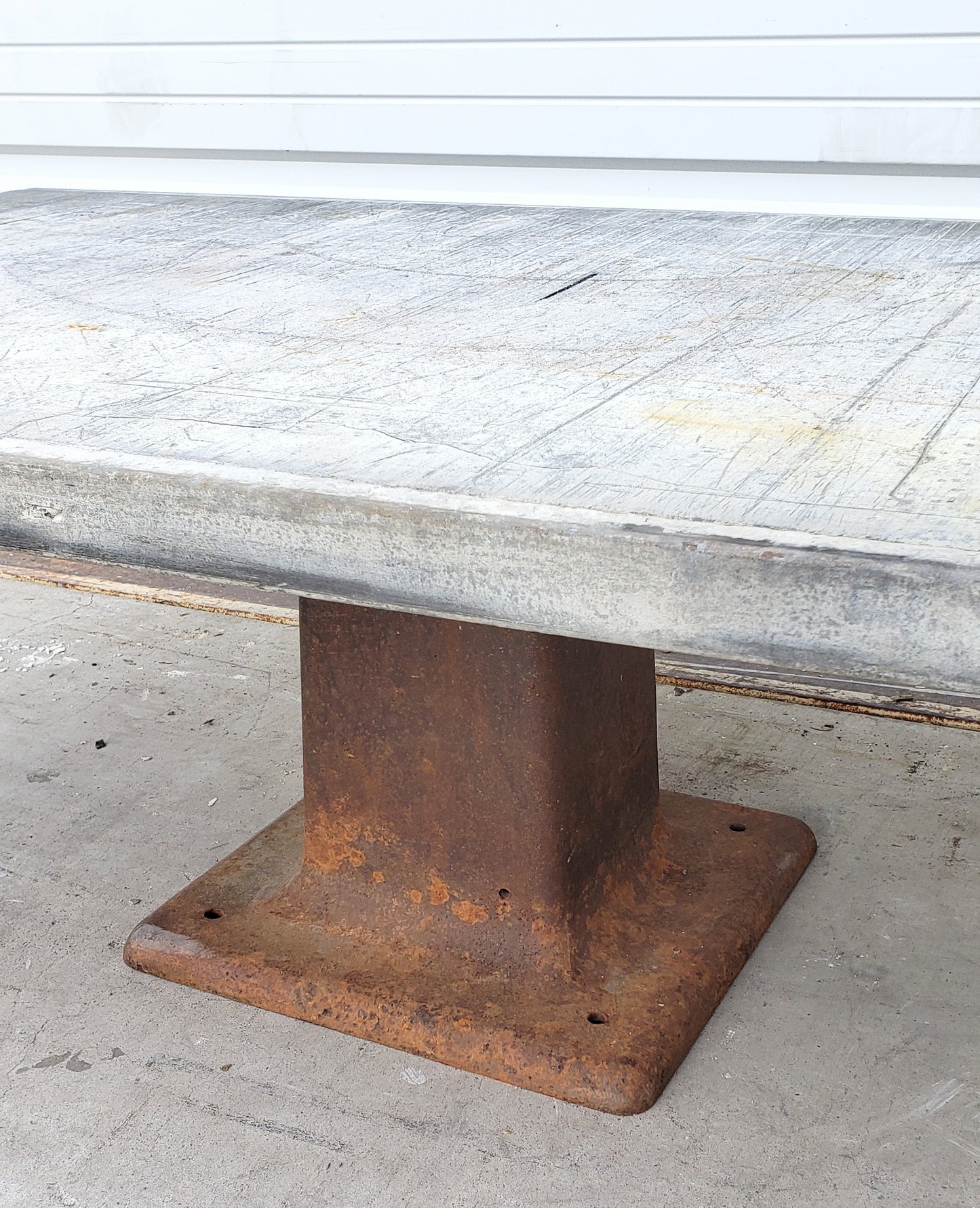 Gray Coffee Table with Iron Base