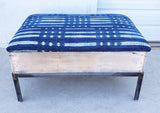 Raisin Box Ottoman with Blue Batik Top