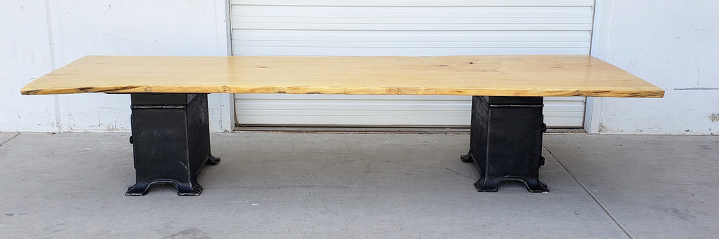 Repurposed Industrial Live Edge Dining Table