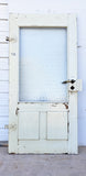 Antique 2 Panel Single Wood Door with Chicken Wire Glass