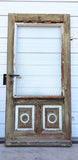 Antique 2 Panel Single Wood Door with Chicken Wire Glass
