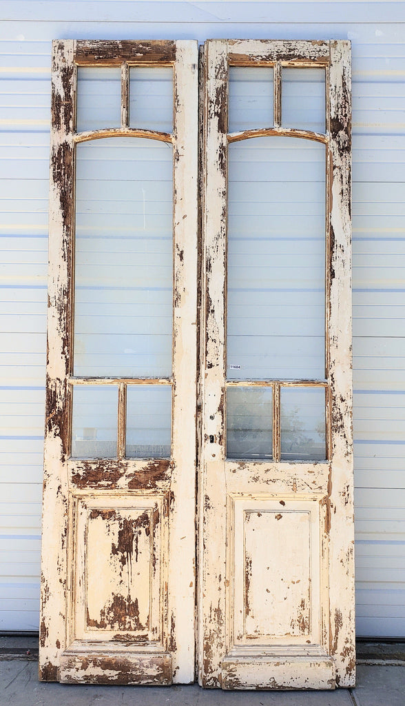 Pair of 5 Lite Painted Wood French Antique Doors