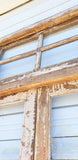 Pair of 2 Panel 3 Lite Painted Wood Antique Doors with Transom