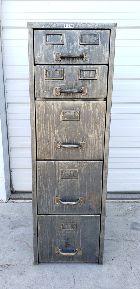 5 Drawer Stripped Metal Filing Cabinet