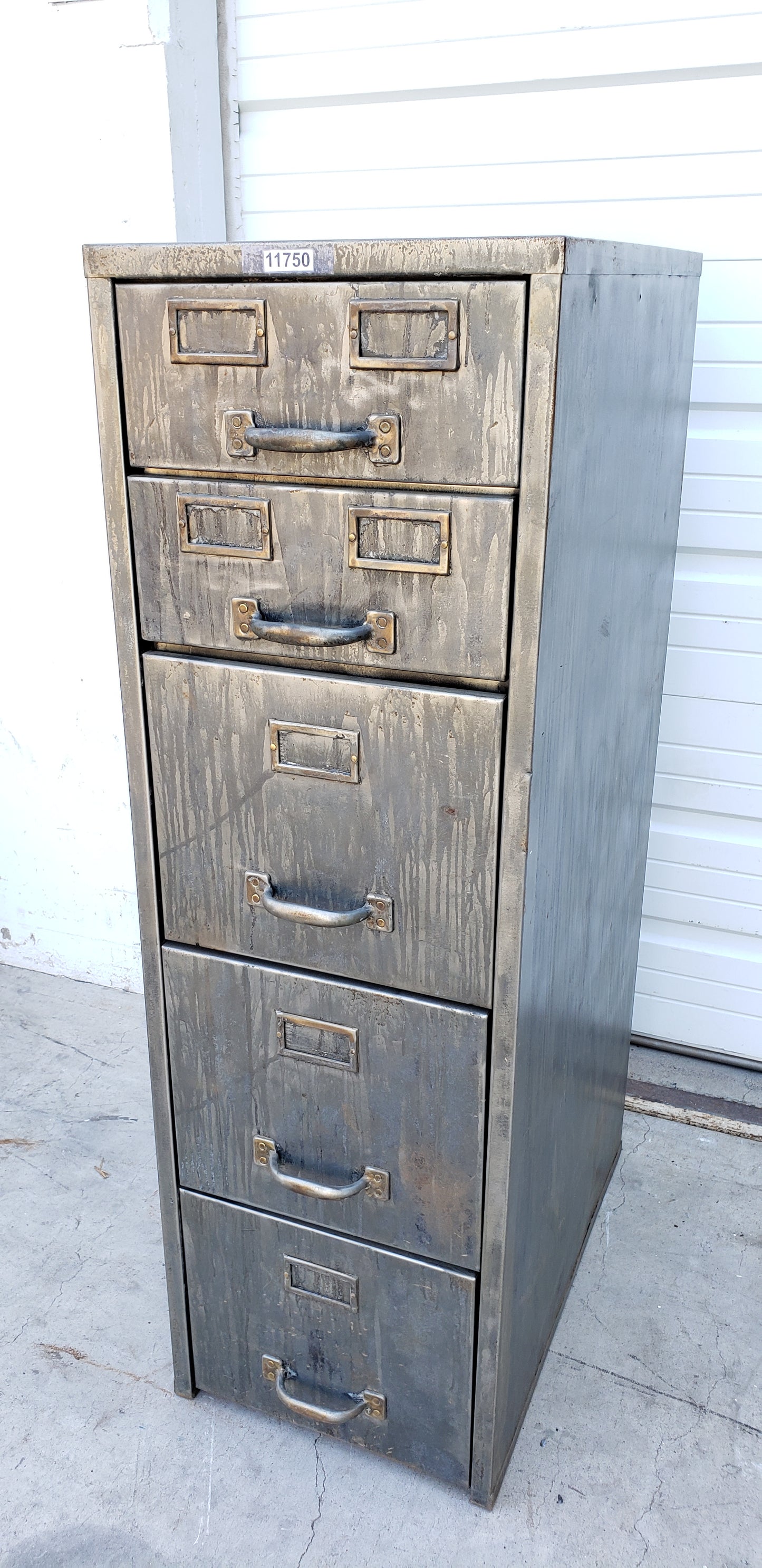 5 Drawer Stripped Metal Filing Cabinet