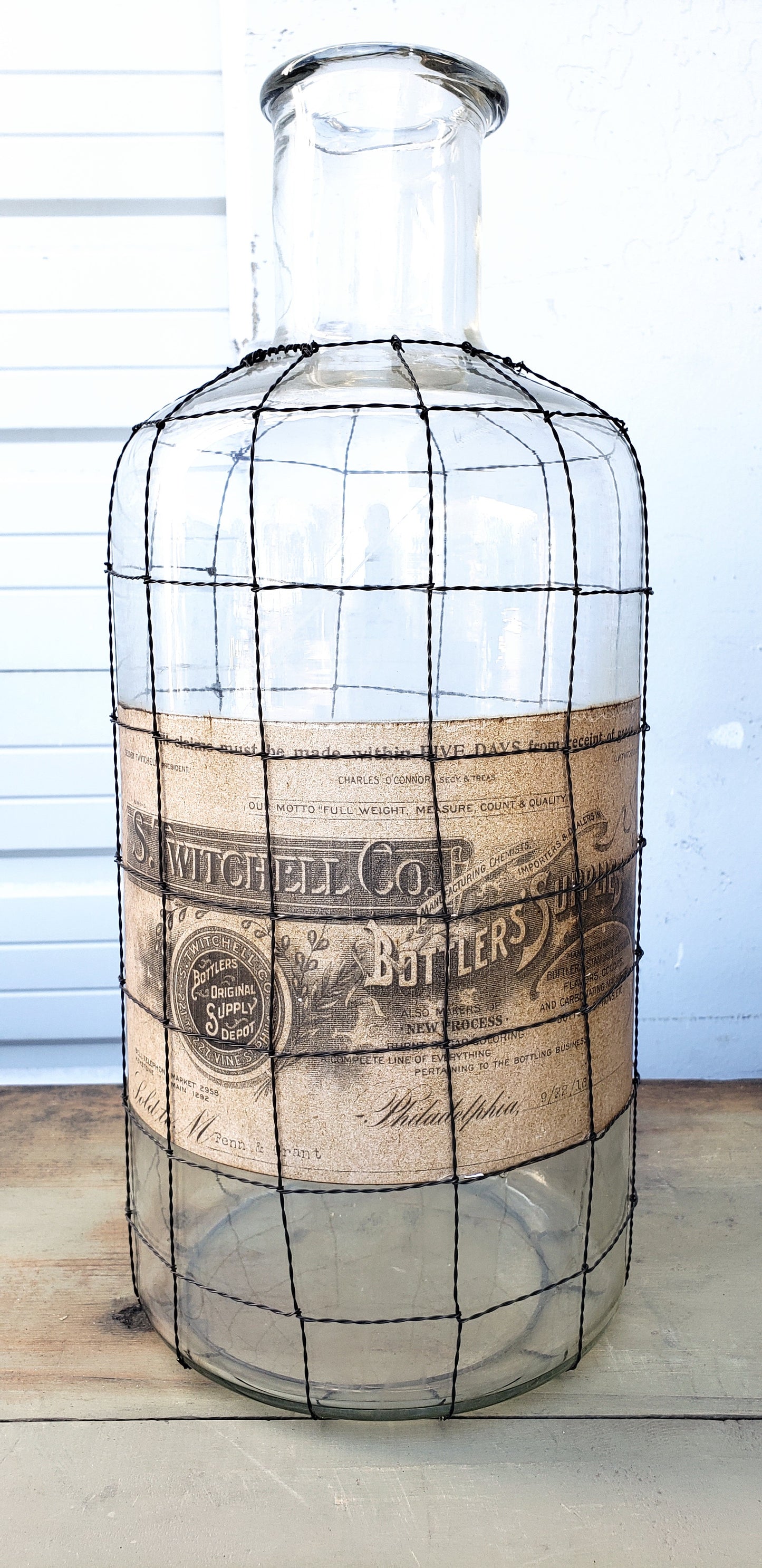 Large S. Twitchell Co. Wire Wrapped Jar