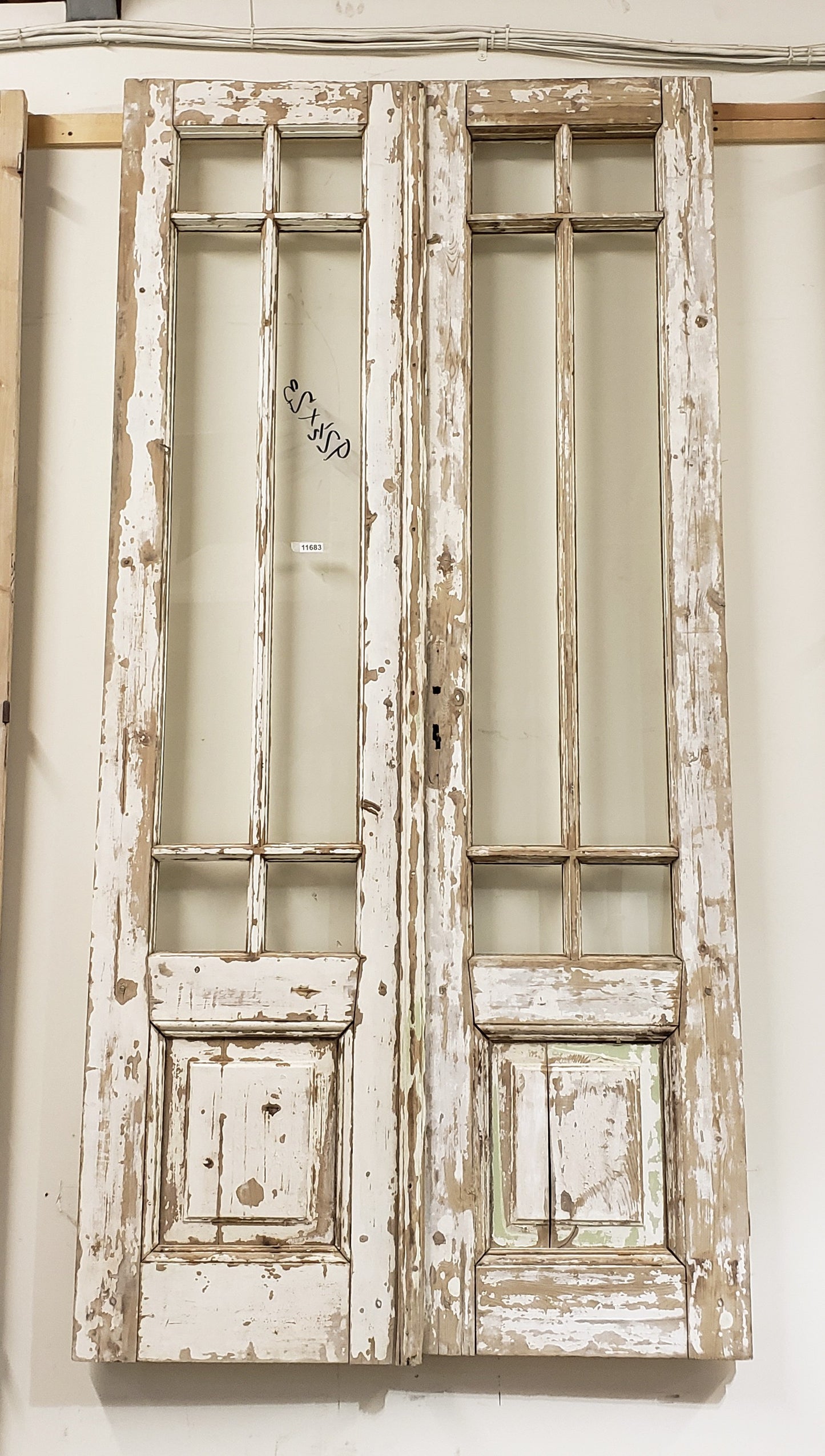 Pair of 6 Lite Painted French Antique Doors