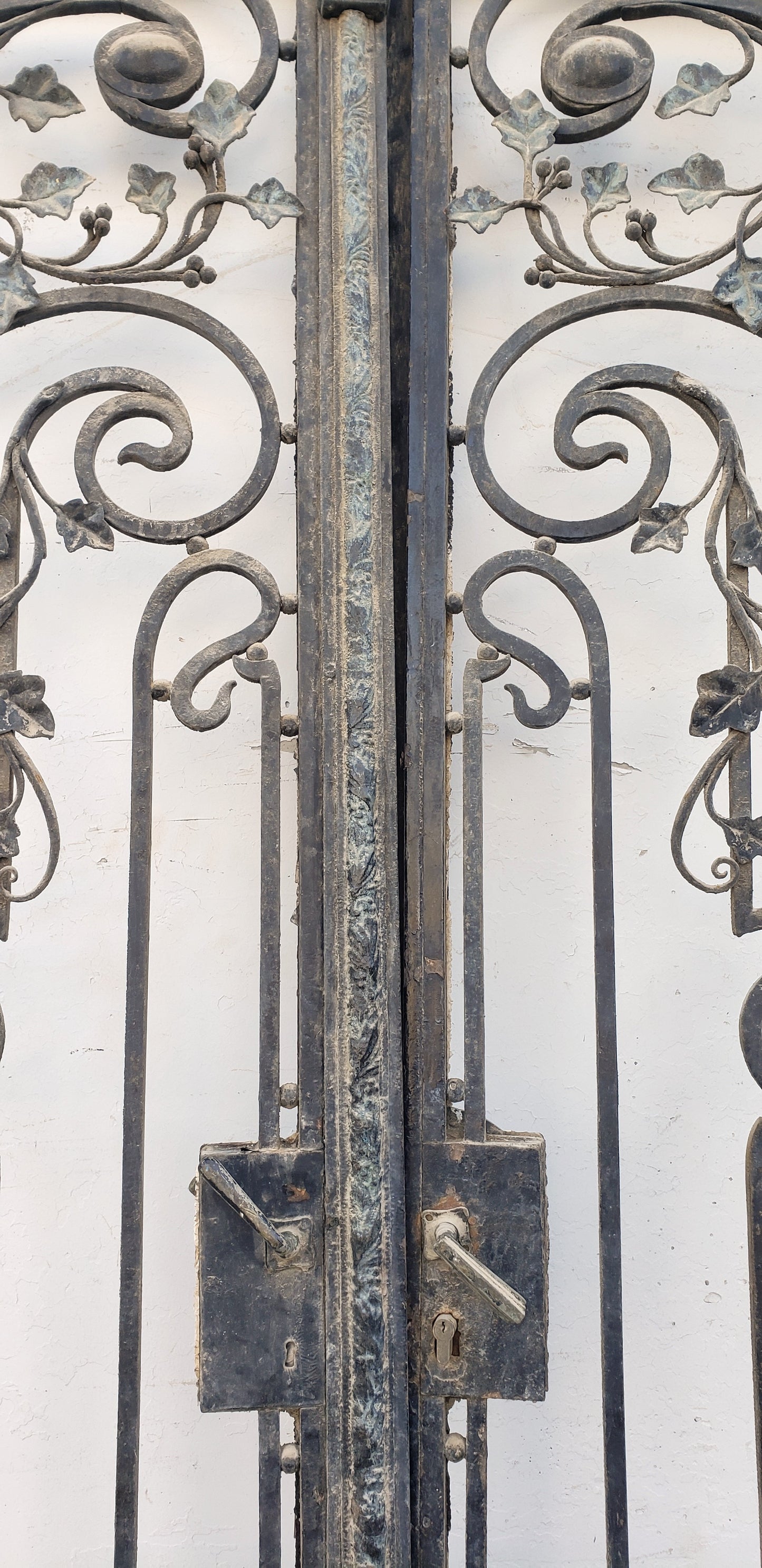 Pair of Ornate Iron Gates with Top Panel