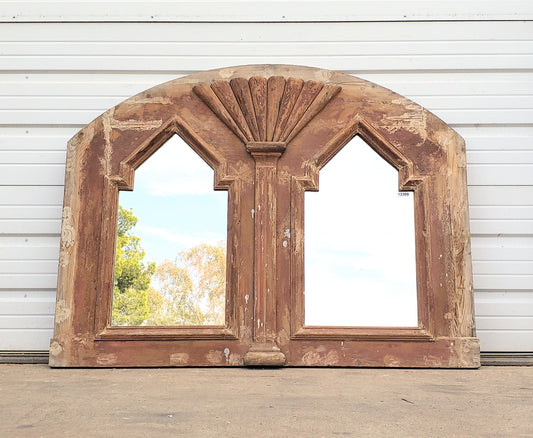 2 Pane Repurposed Arched Pediment Mirror