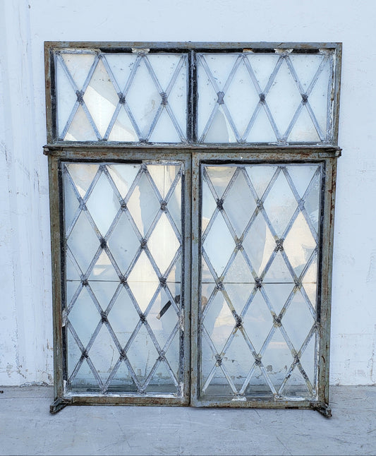 Large Rectangle Diamond Pane Windows with Transom