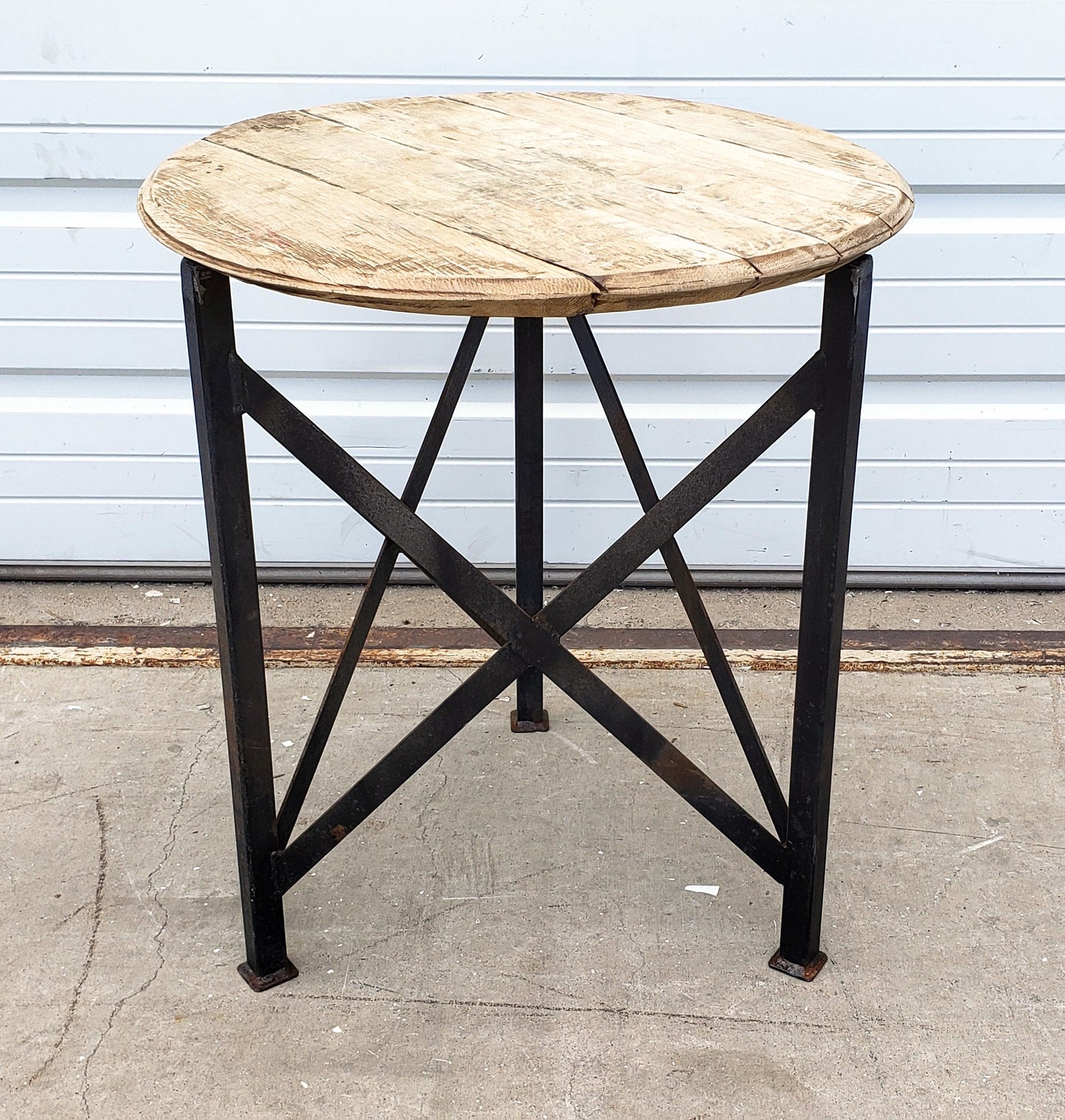 Repurposed Whiskey Barrel Side Table