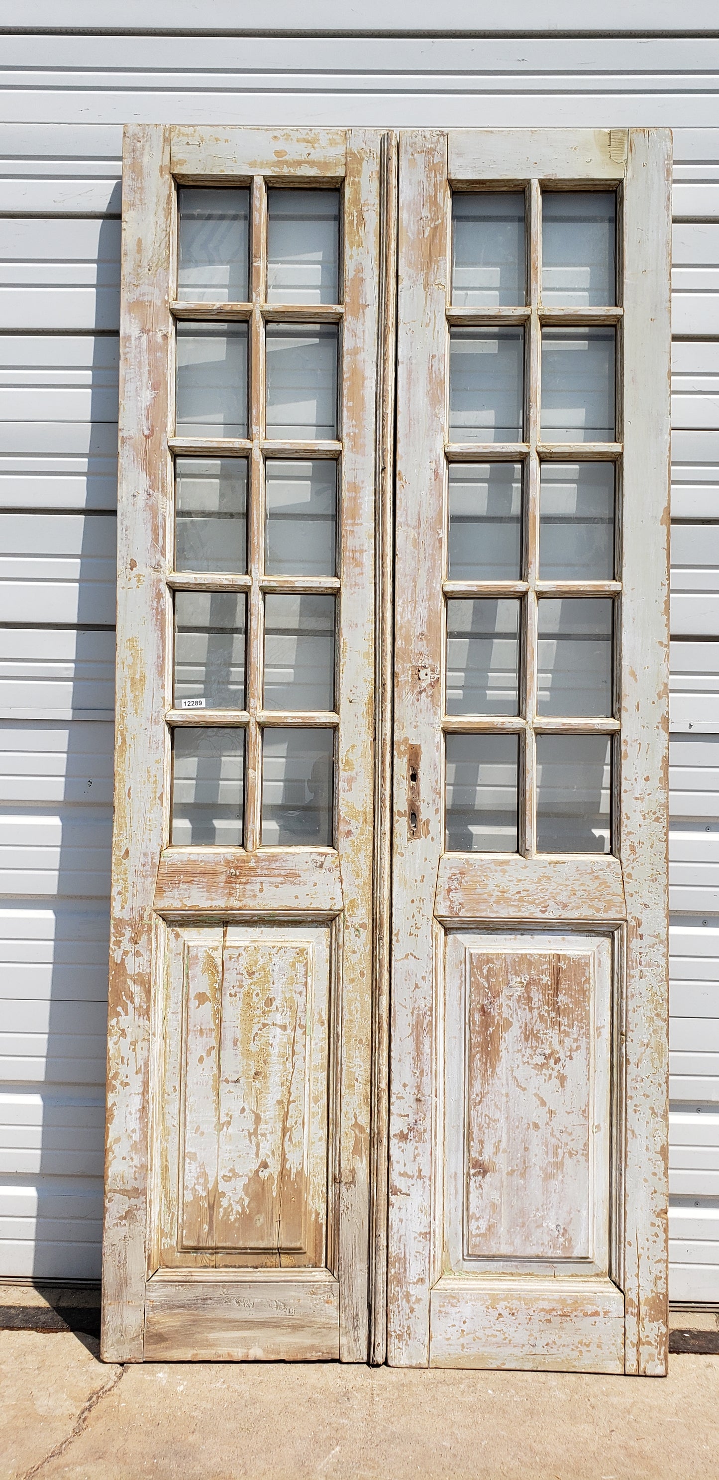 Pair of 10 Lite Washed Wood French Antique Doors