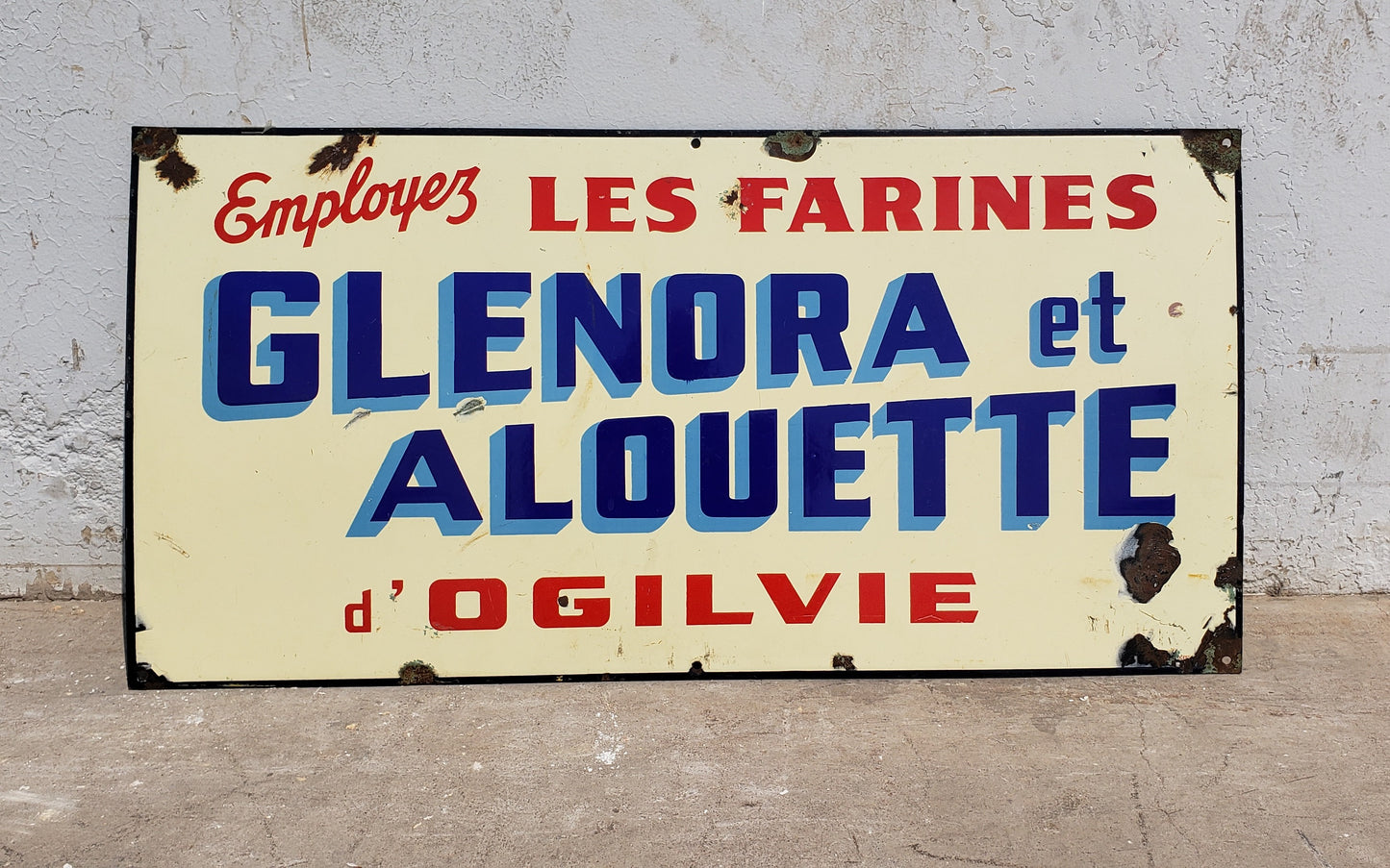 French Enamel Sign "Use Ogilvie Flour"
