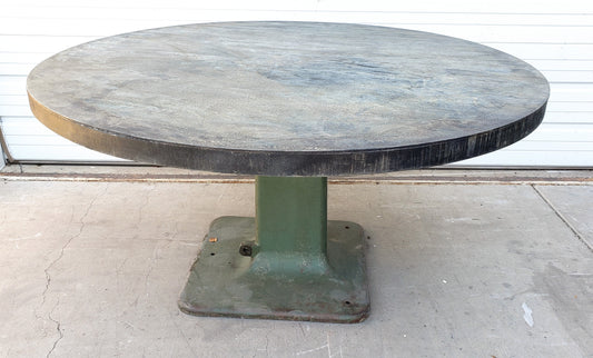 Round Top Steel Dining Table with Green Base