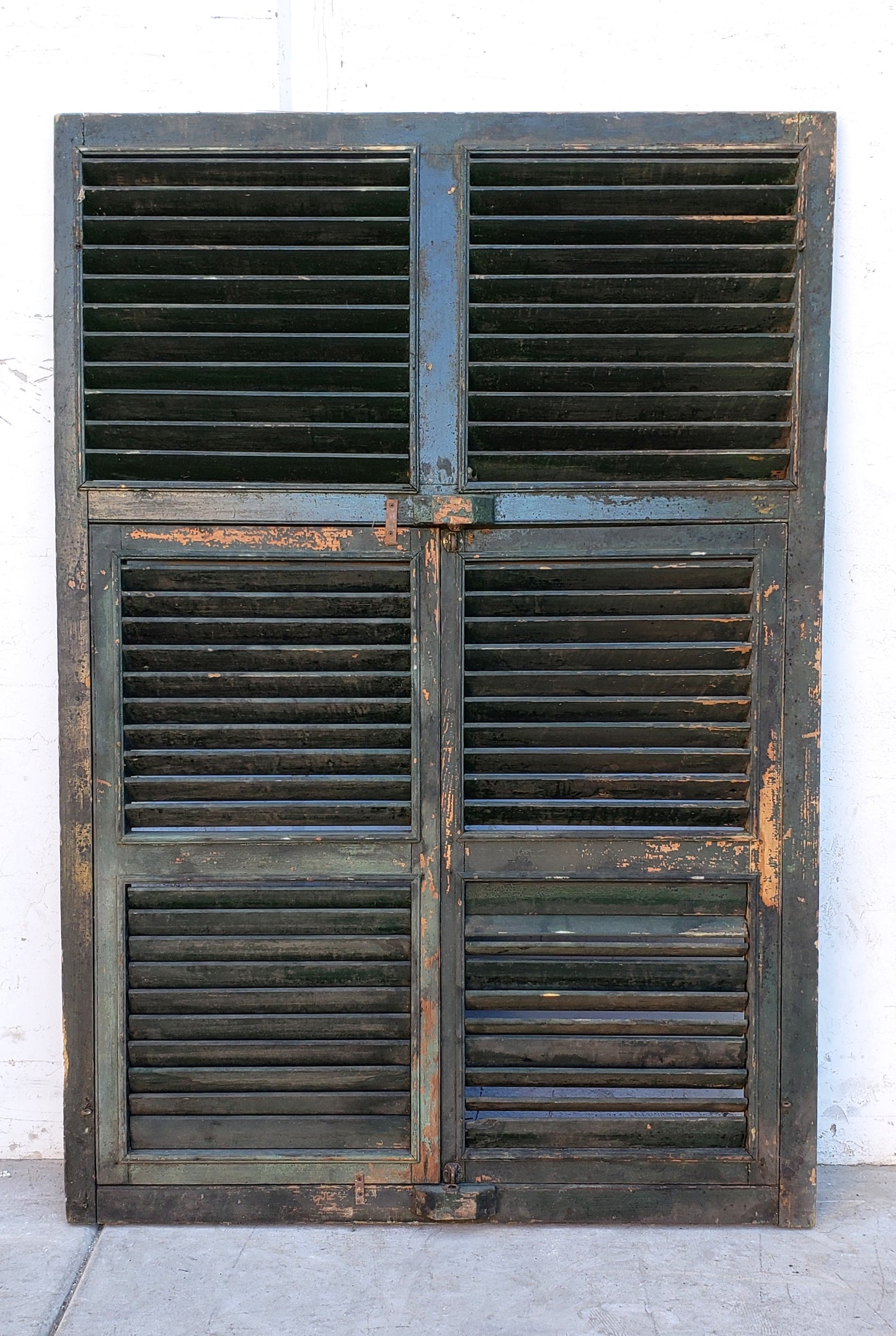 Pair of Antique Green Wood Shutters