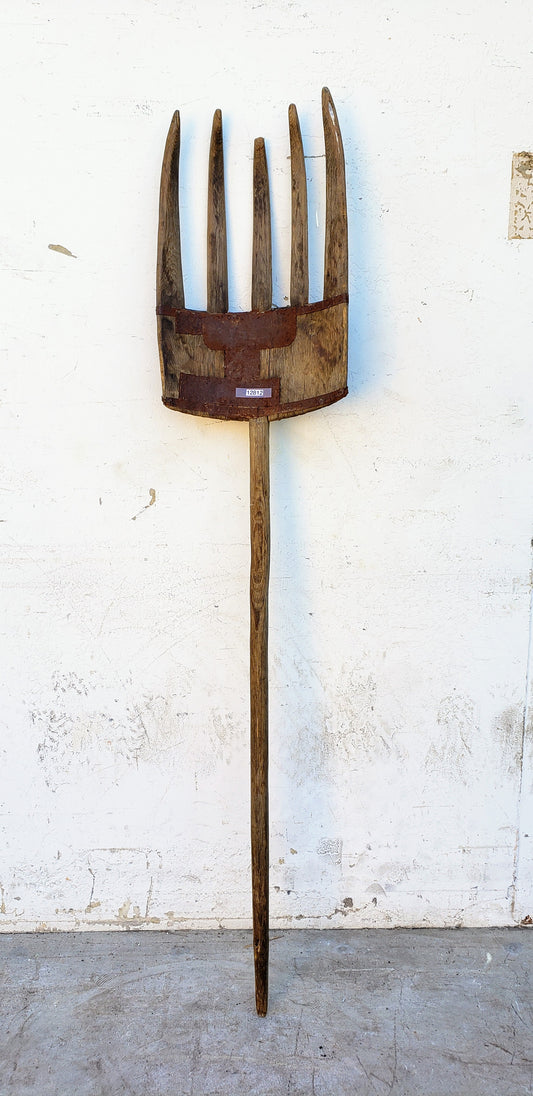 Large Decorative Wooden Hay Fork