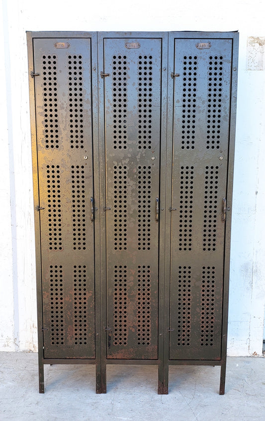 Set of 3 Lockers with Perforated Metal Front