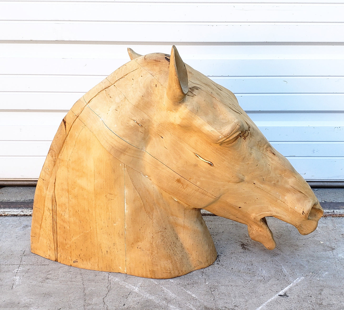 Carved Wood Equestrian Horse Head