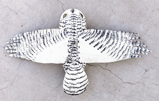 White Wood Hanging Folk Art Owl/Bird