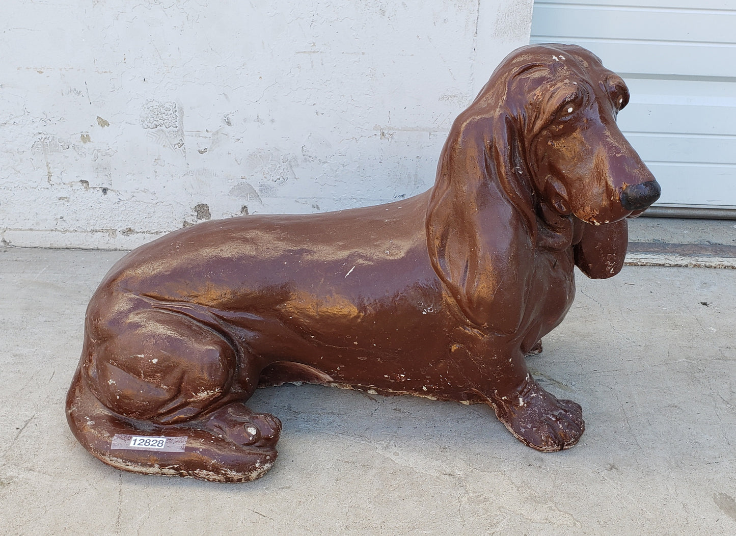Concrete Basset Hound Dog Statue