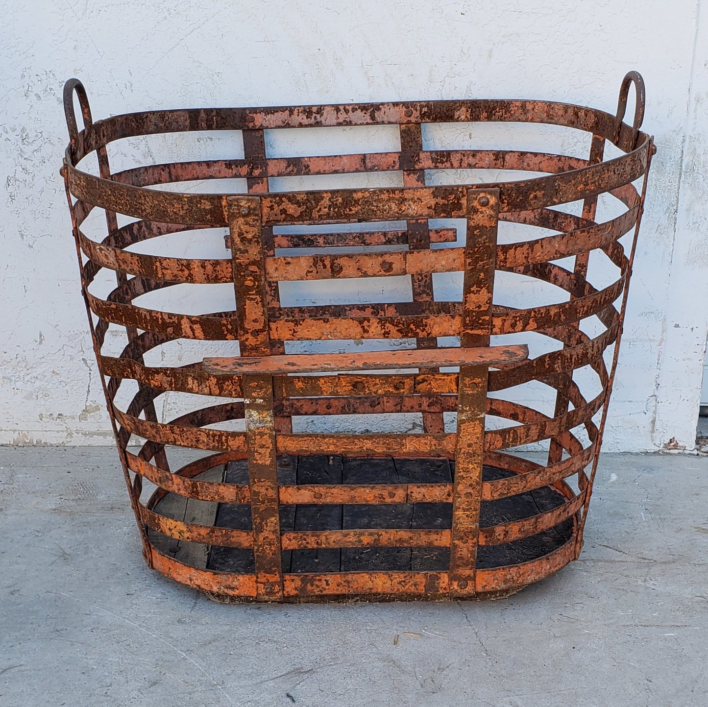 Rusty Metal Slatted Basket