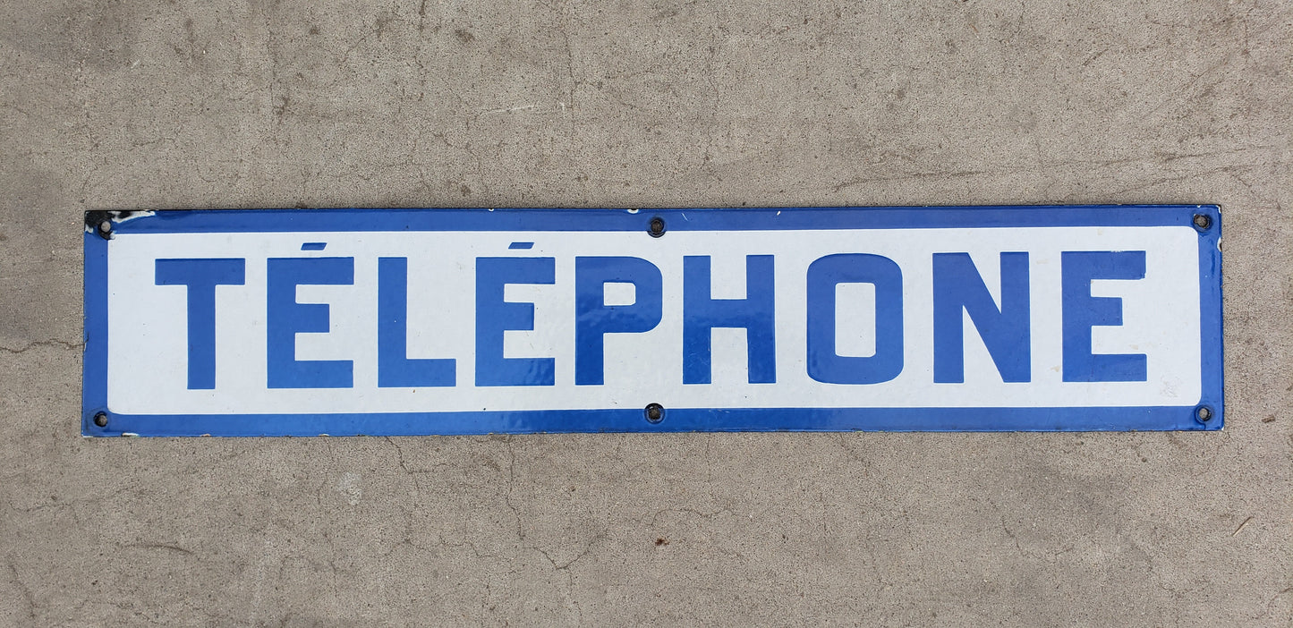Enamel Telephone Sign from the Paris Metro