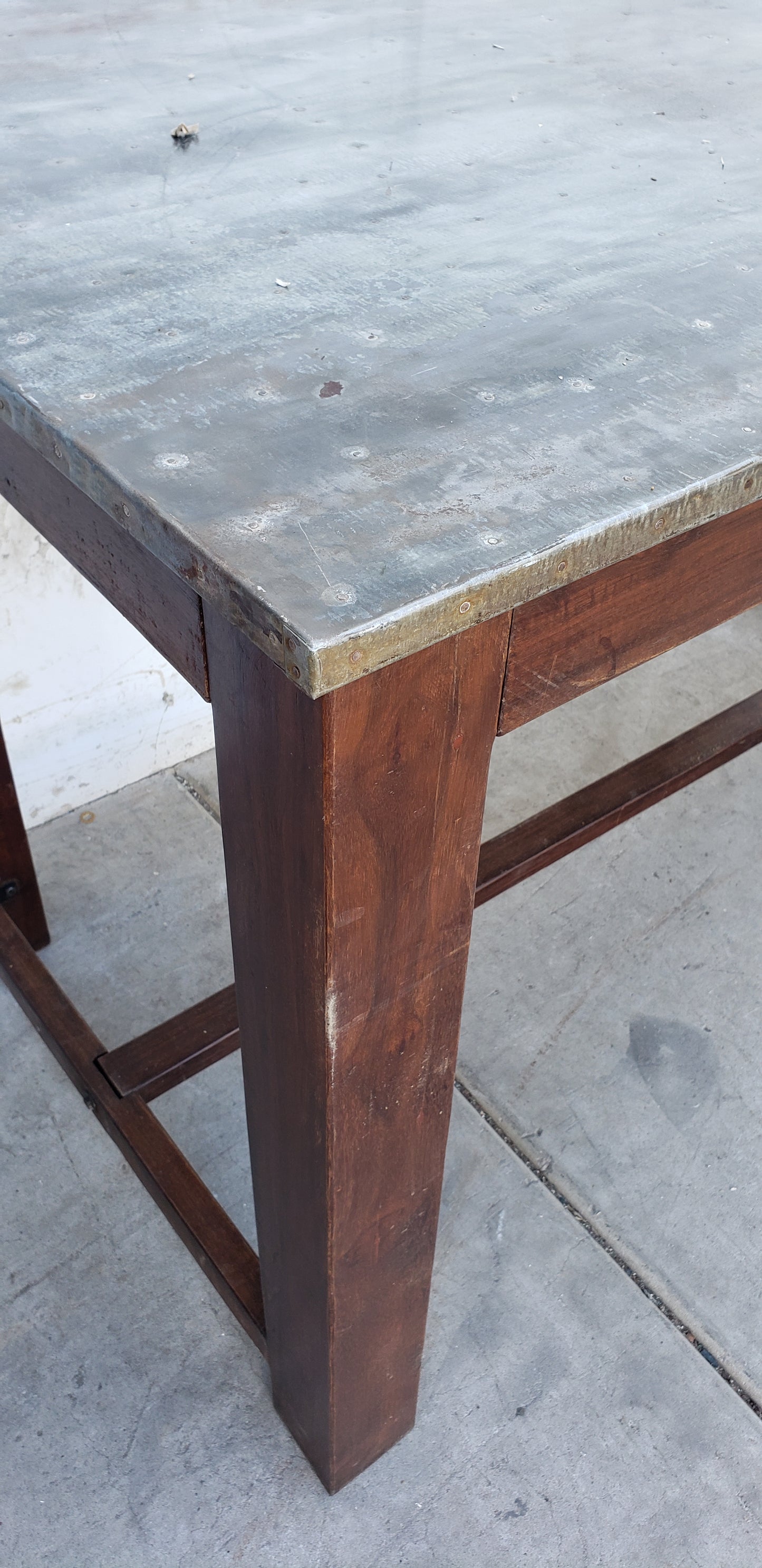 Tall Wood Table with Iron Top