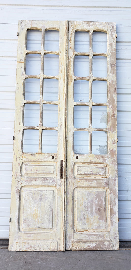 Pair of 10 Lite Washed Wood Antique Doors