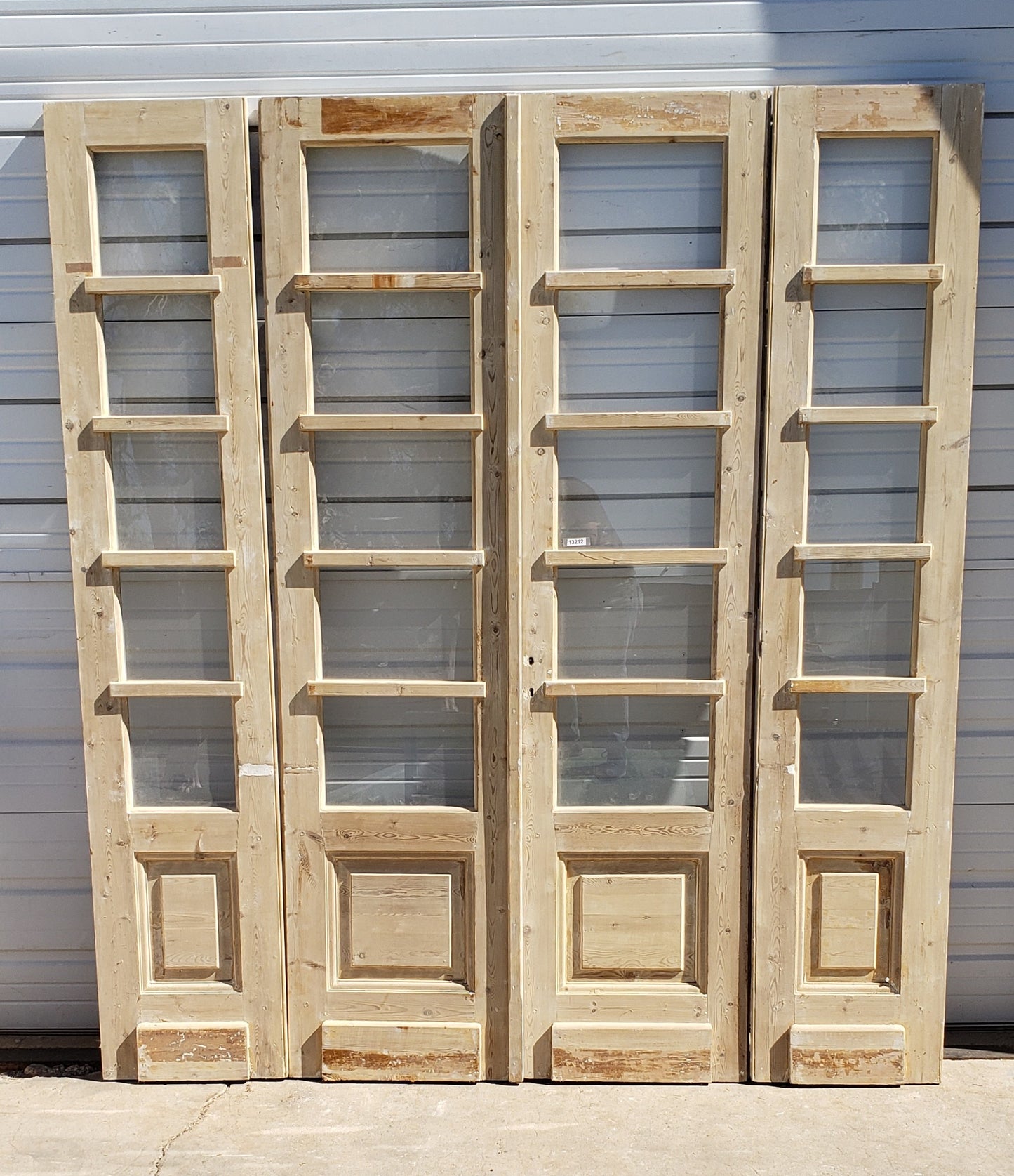 Set of 4 Washed Wood 5 Lite Antique Doors