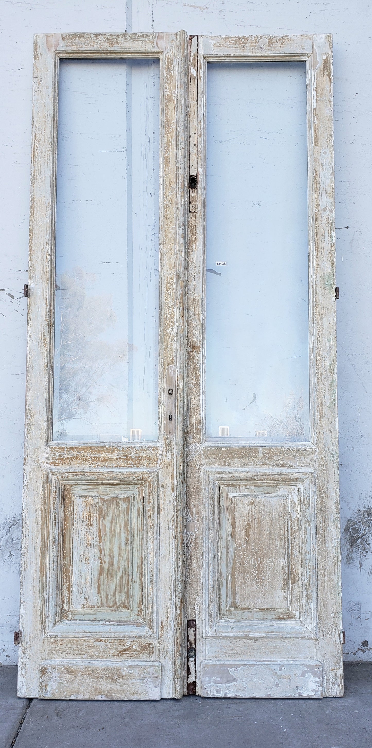 Pair of Washed Wood Single Lite Antique Doors