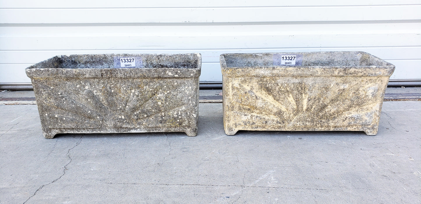 Pair of Small Rising Sun Rectangle Willy Guhl Planters