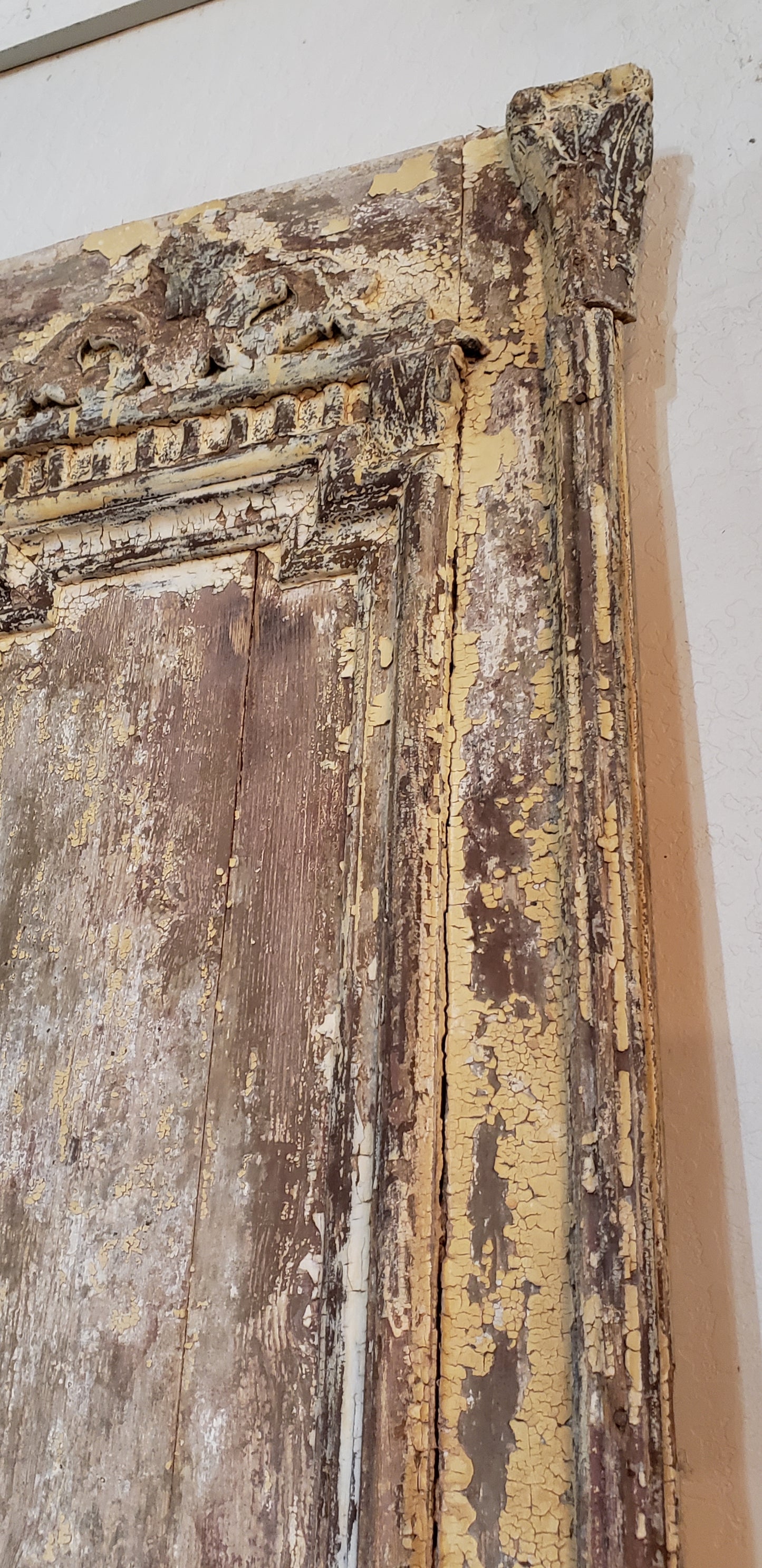 Pair of Distressed Wood Carved Antique Doors