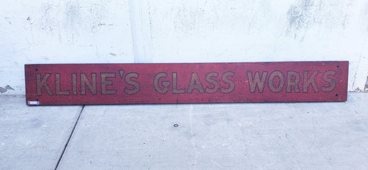 Old Wood Painted Glass Works Sign