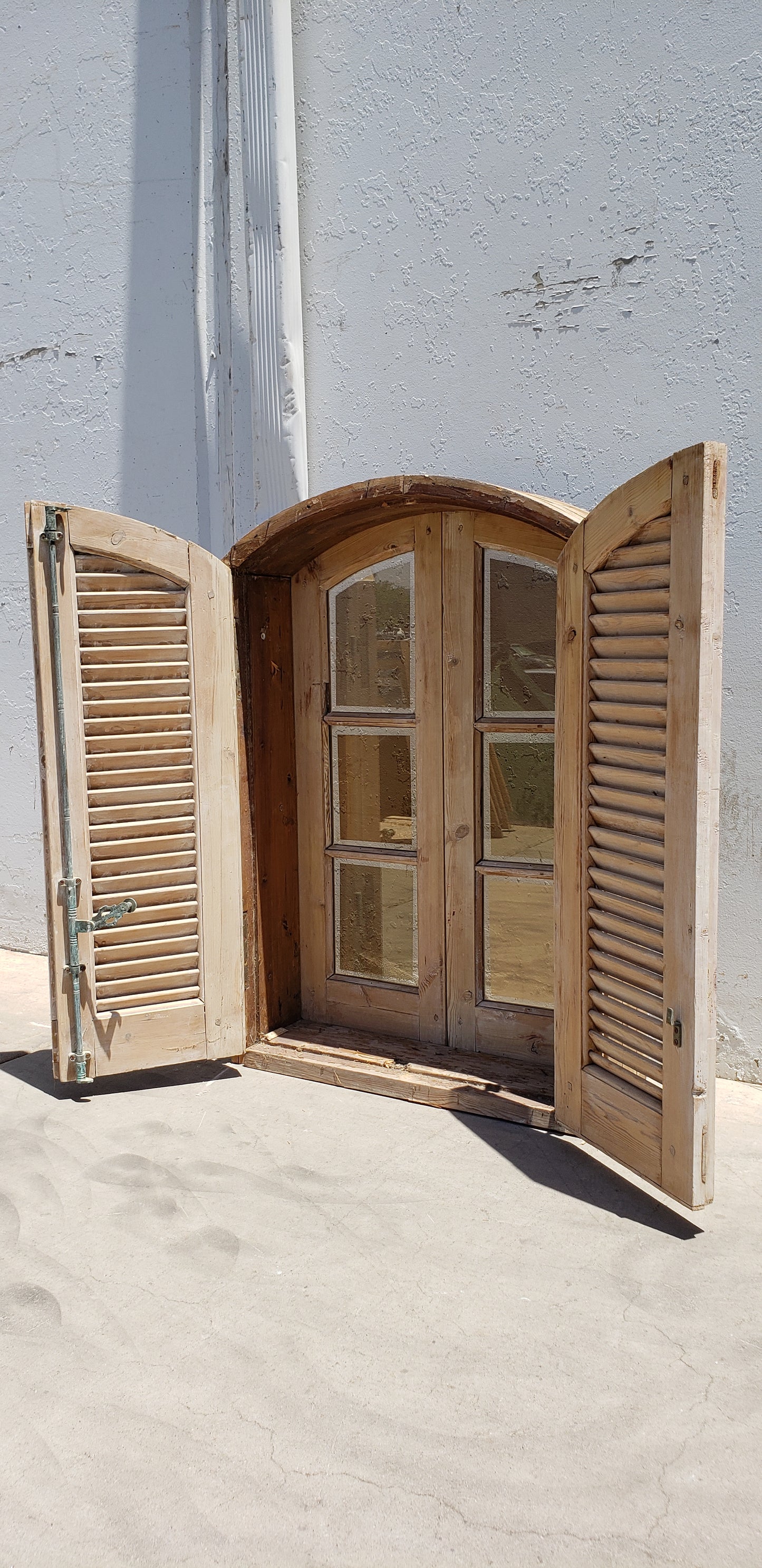 6 Lite Arched Wooden Window and Shutter Set