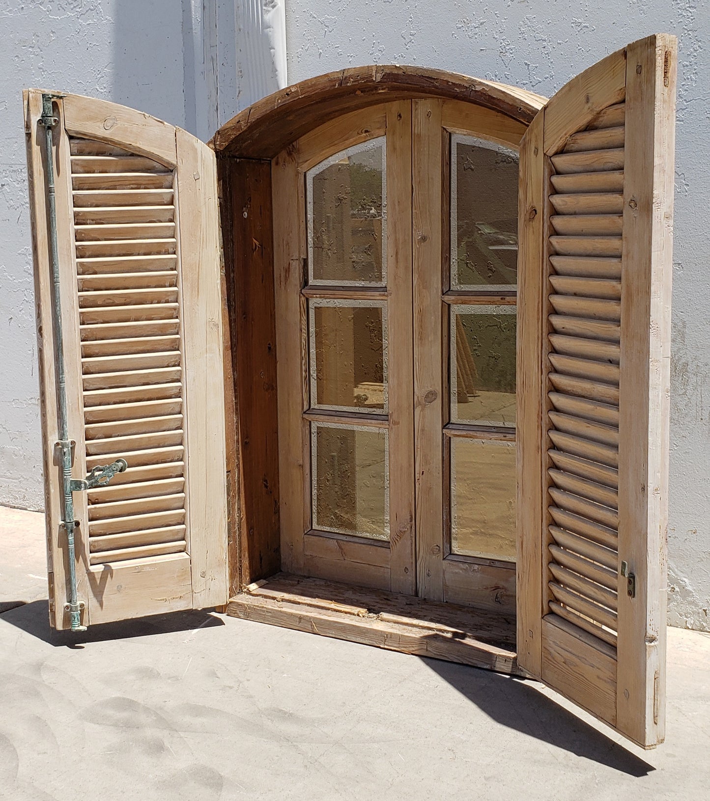 6 Lite Arched Wooden Window and Shutter Set