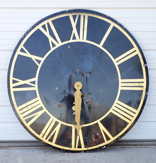 Round French Clock Face with Roman Numerals and Hands
