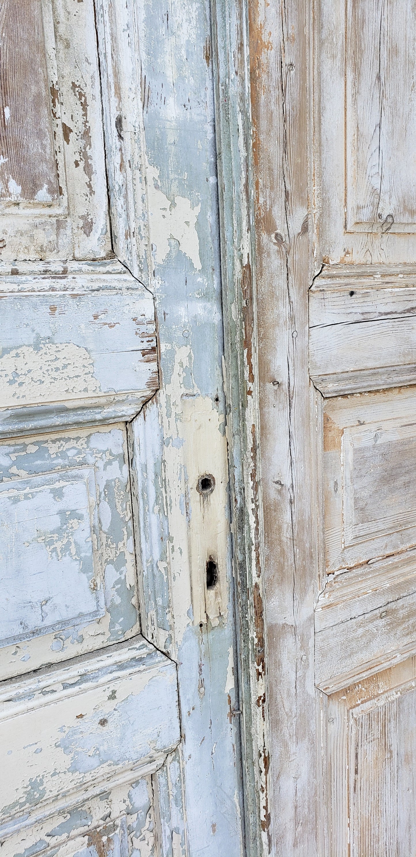 Pair of 3 Panel Washed Wood Antique Doors