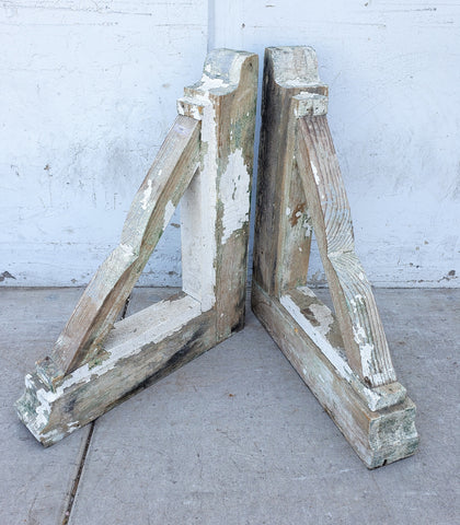 Large Pair of Antique Wooden Corbels