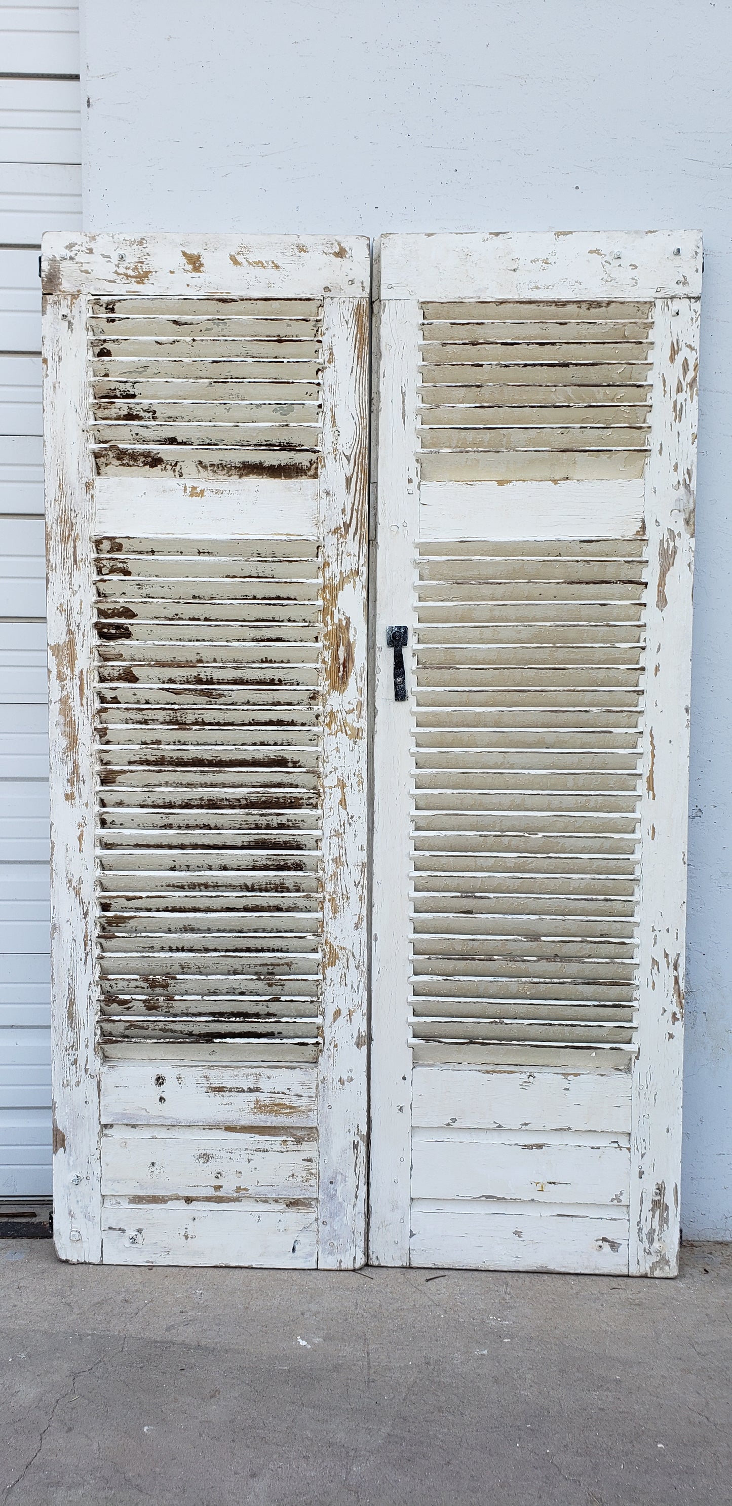 Pair of Large White Painted Shutters