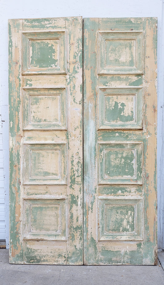 Pair of Painted Wood Antique 4-Panel Doors