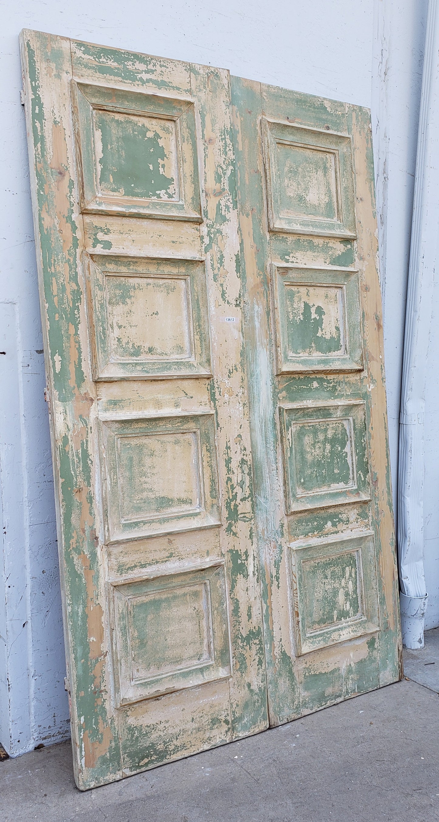 Pair of Painted Wood Antique 4-Panel Doors