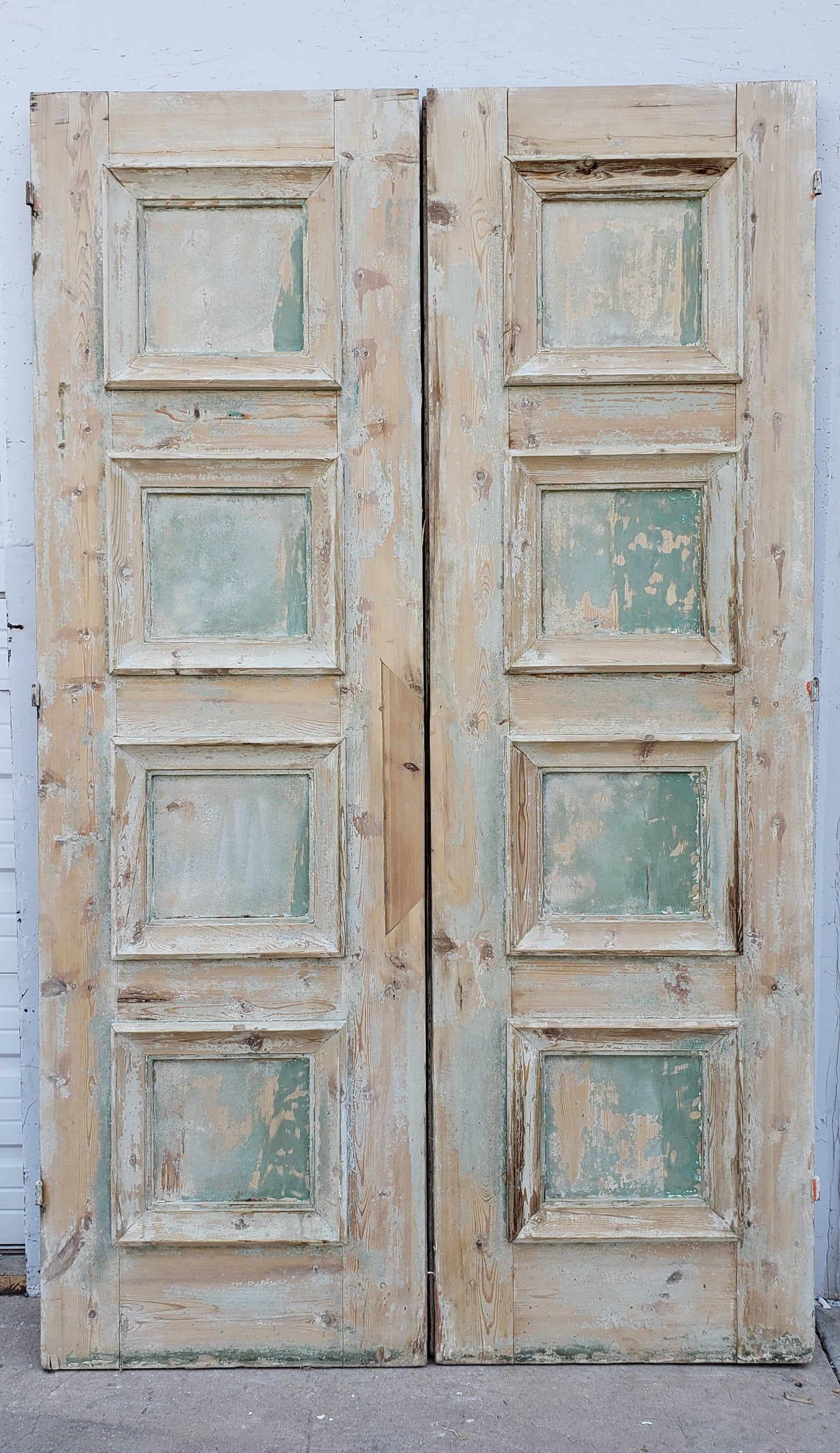 Pair of Painted Wood Antique 4-Panel Doors