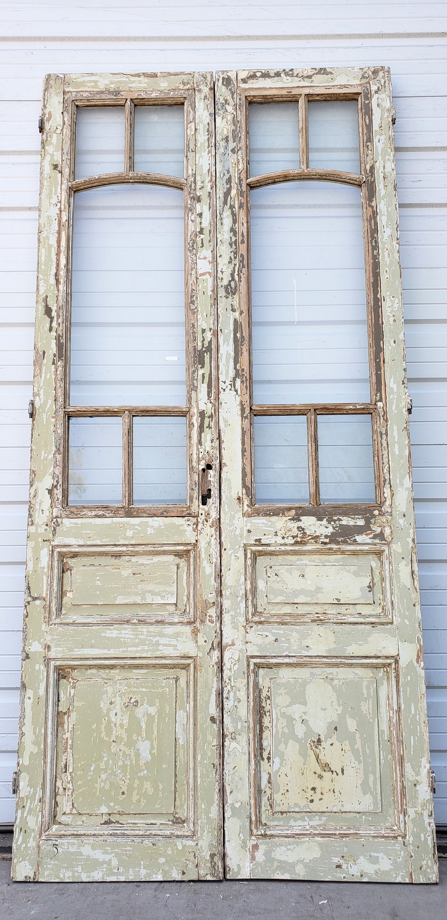 Pair of 5-Lite Painted Antique Wood Doors