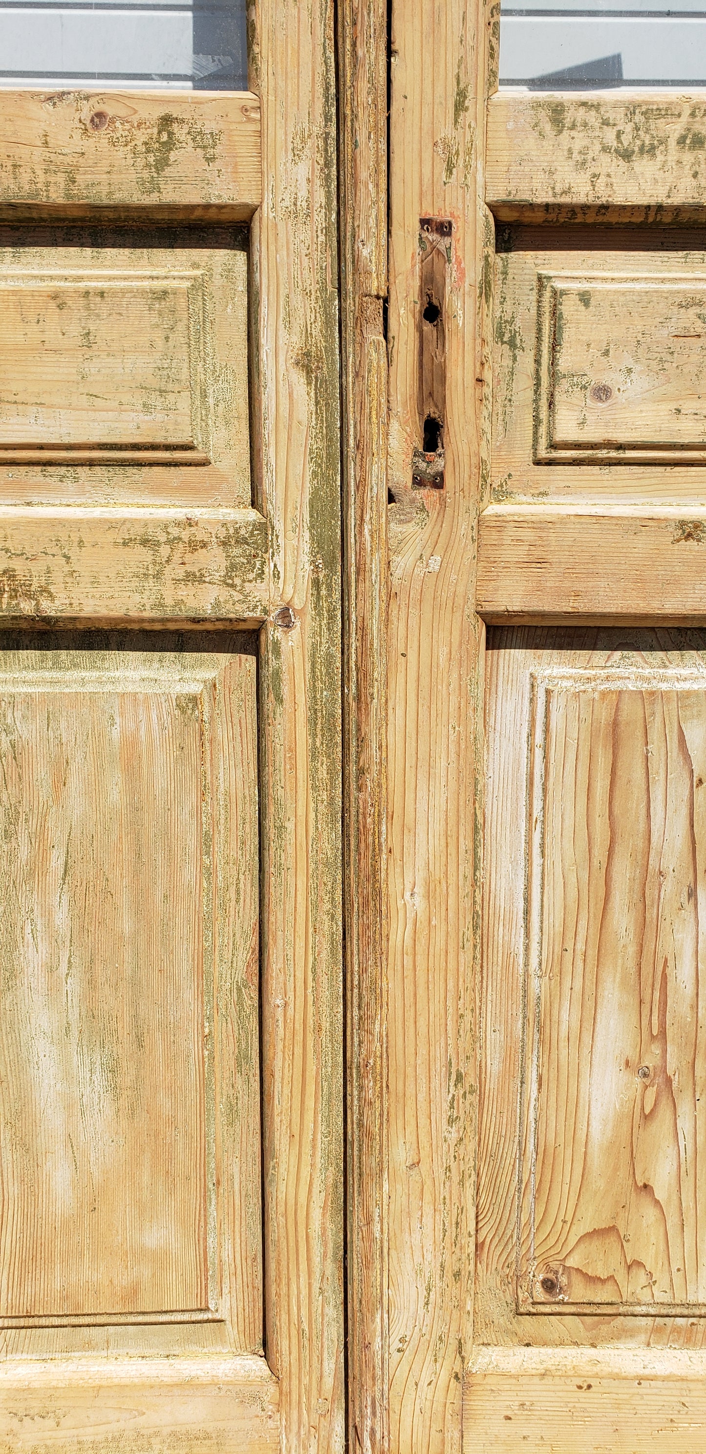Pair of Painted Antique Doors with 3-Lites