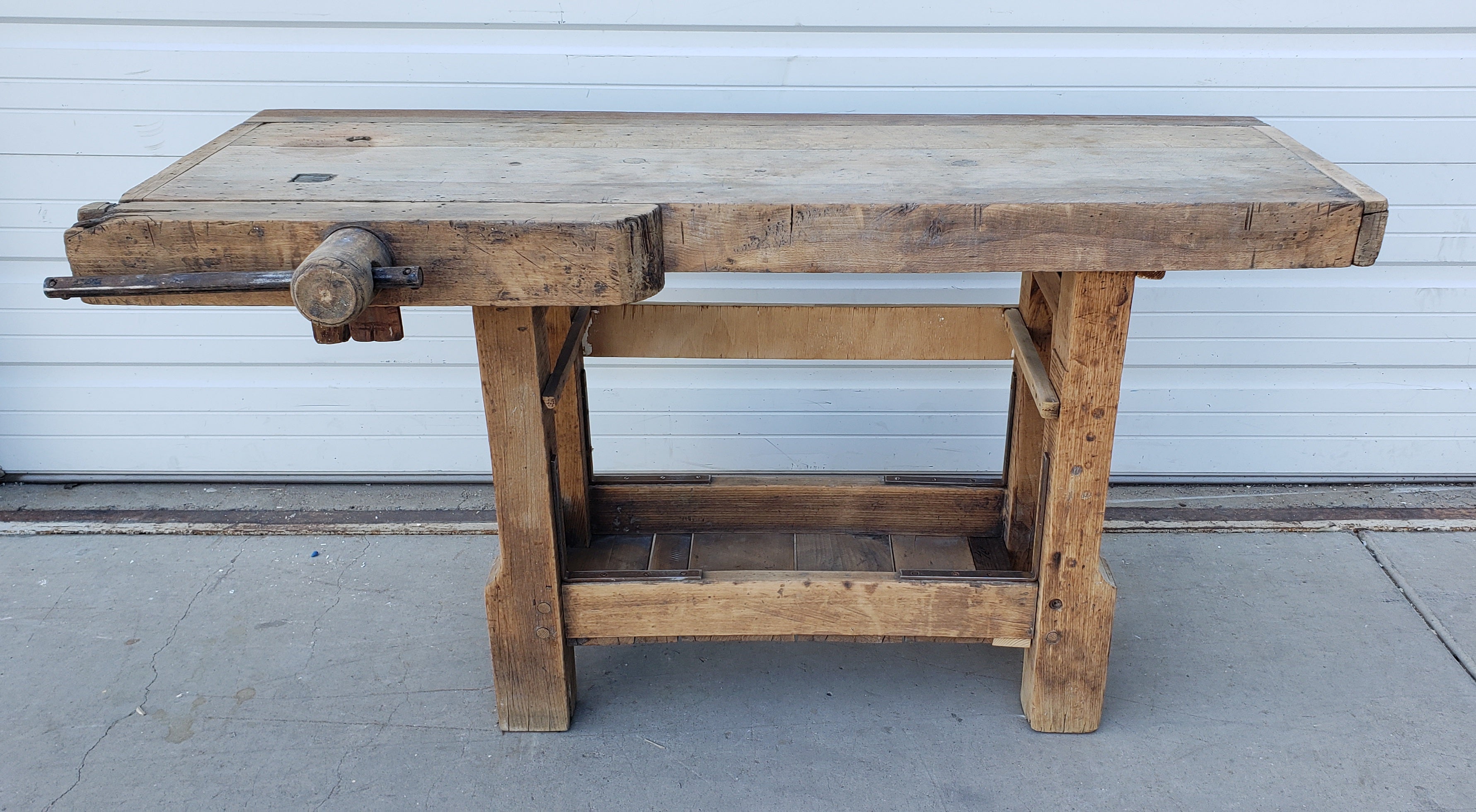 Small French Work Table with Vise – Antiquities Warehouse